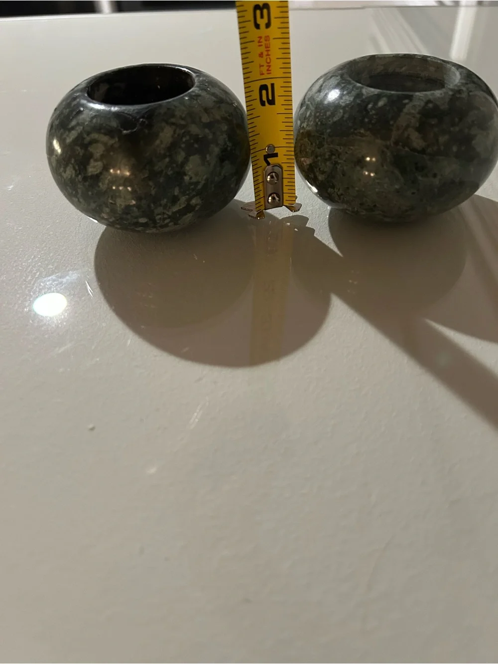 Green Marble Stone Tea Light Holders - Home Accents